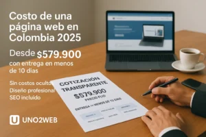 Cotización transparente de página web en Colombia 2025 desde $579.900 con entrega en menos de 10 días, diseño profesional y SEO incluido