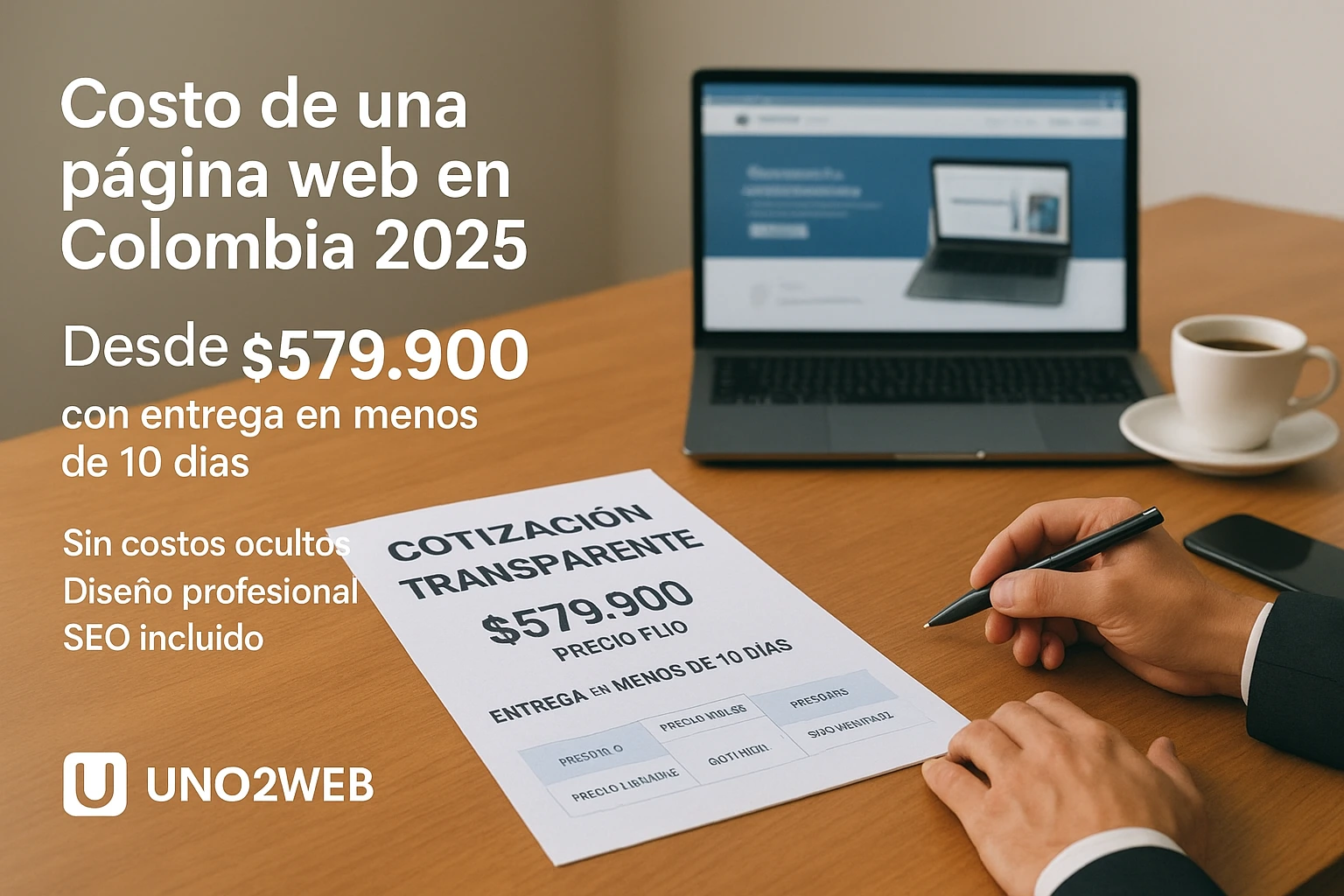Cotización transparente de página web en Colombia 2025 desde $579.900 con entrega en menos de 10 días, diseño profesional y SEO incluido