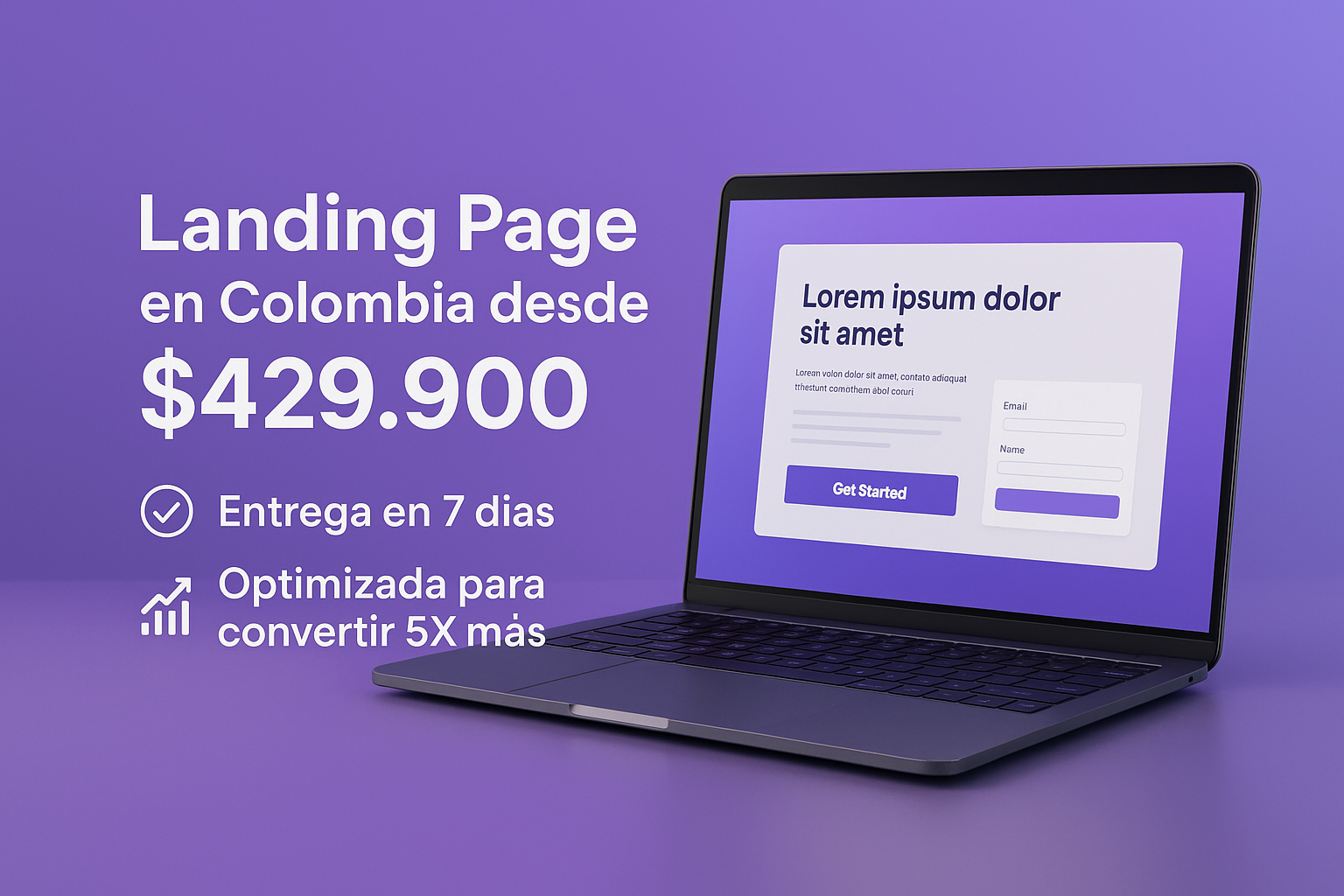 landing page colombia profesional desde 429900 pesos entrega 7 días conversión garantizada uno2web